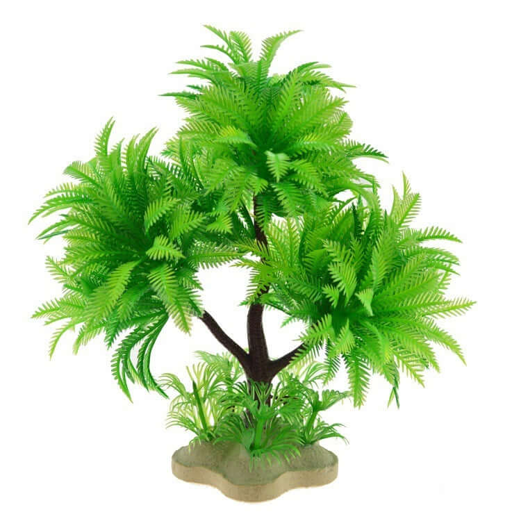 Plante aquatique artificielle verte pour aquarium, décor vibrant de 15 cm avec feuillage luxuriant.