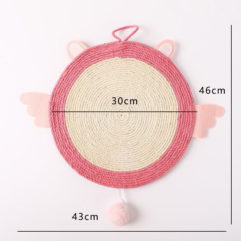 Tapis à gratter en forme d'avocat pour chats, dimensions de 46 cm de diamètre, conçu pour le divertissement félin.