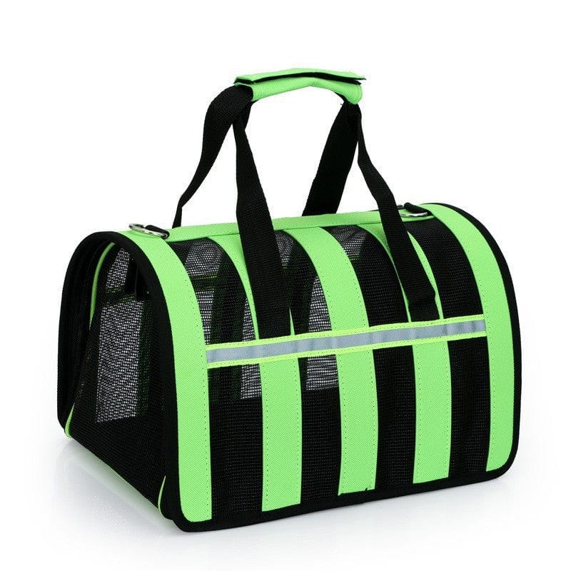 Sac à dos pour chat portable en vert, idéal pour le transport en extérieur des animaux.