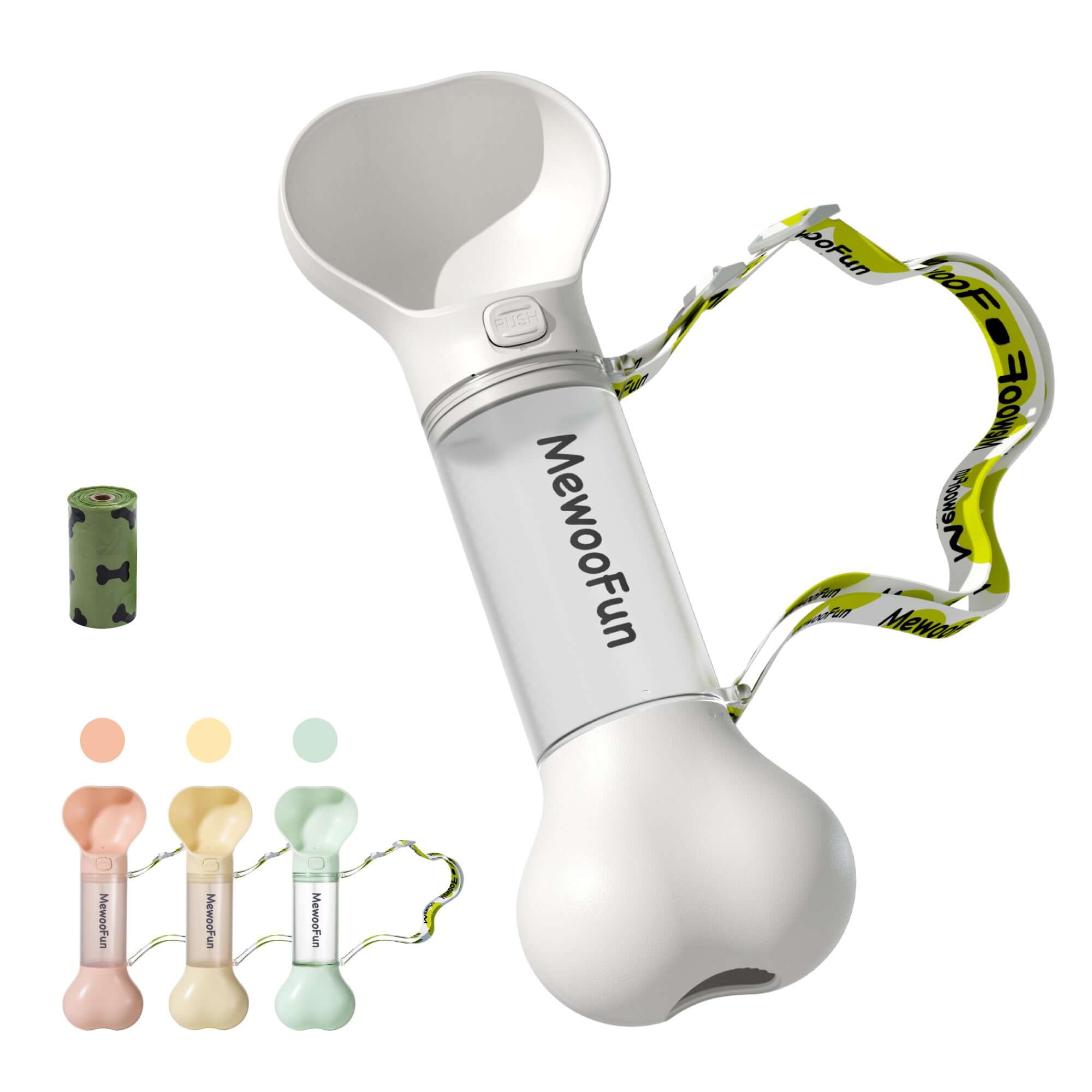 Mewoofun Bouteille d'eau 2 en 1 pour chien avec compartiment pour sac à crottes, design en forme d'os.