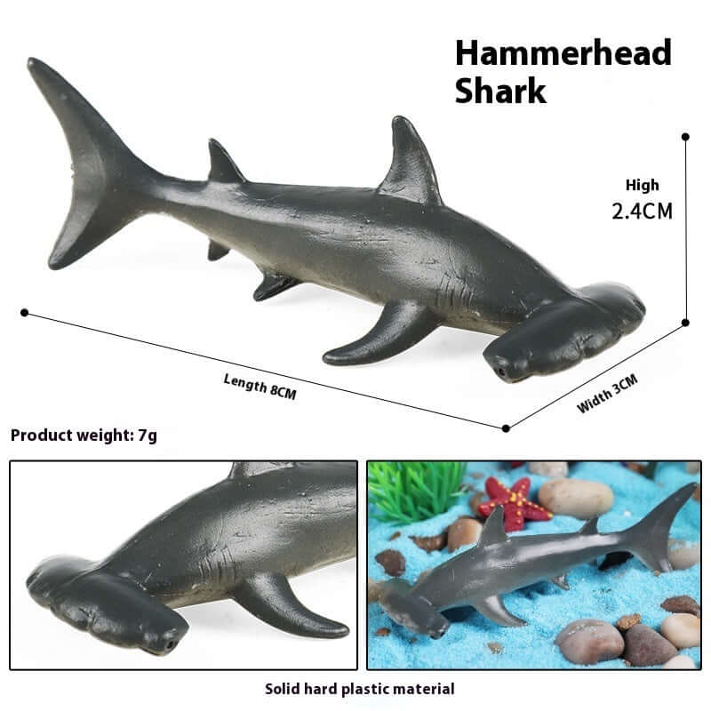 Modèle de requin marteau en plastique durable, idéal pour les jouets éducatifs et l'imagination des enfants.