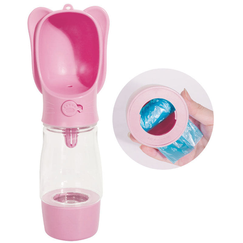 Bol à eau et nourriture pour chien en plastique rose, design pratique et léger pour les déplacements avec votre animal.