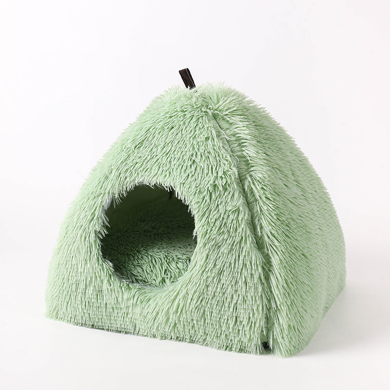 Nid Triangulaire en Plush pour Chat - Fermé et Compressible