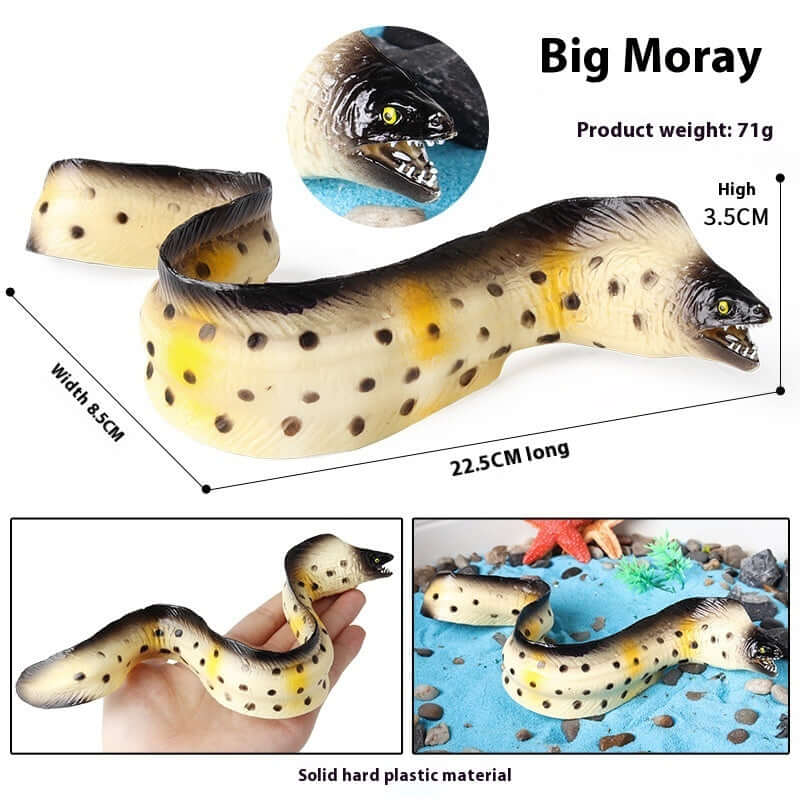Modèle de poisson moray, jouet éducatif en plastique solide, idéal pour stimuler la créativité des enfants.