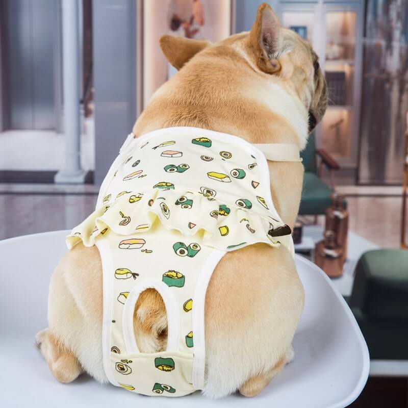 Pantalons Physiologiques Anti-harcèlement pour Pugs en coton bio avec motif amusant, confort optimal pour animaux.