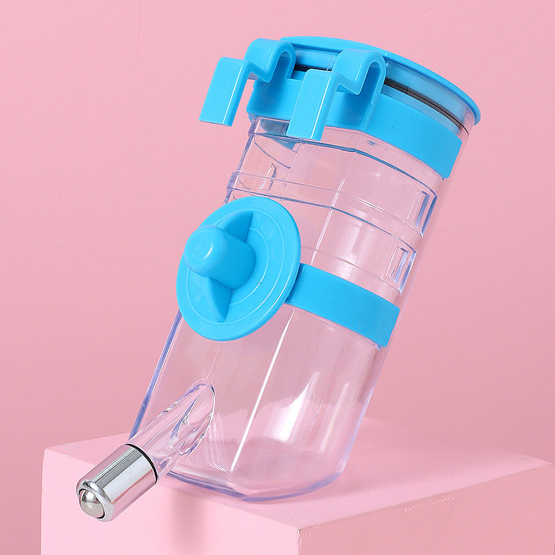 Distributeur d'eau pour chien sans goutte, en plastique durable, design innovant et silencieux, couleur bleue.