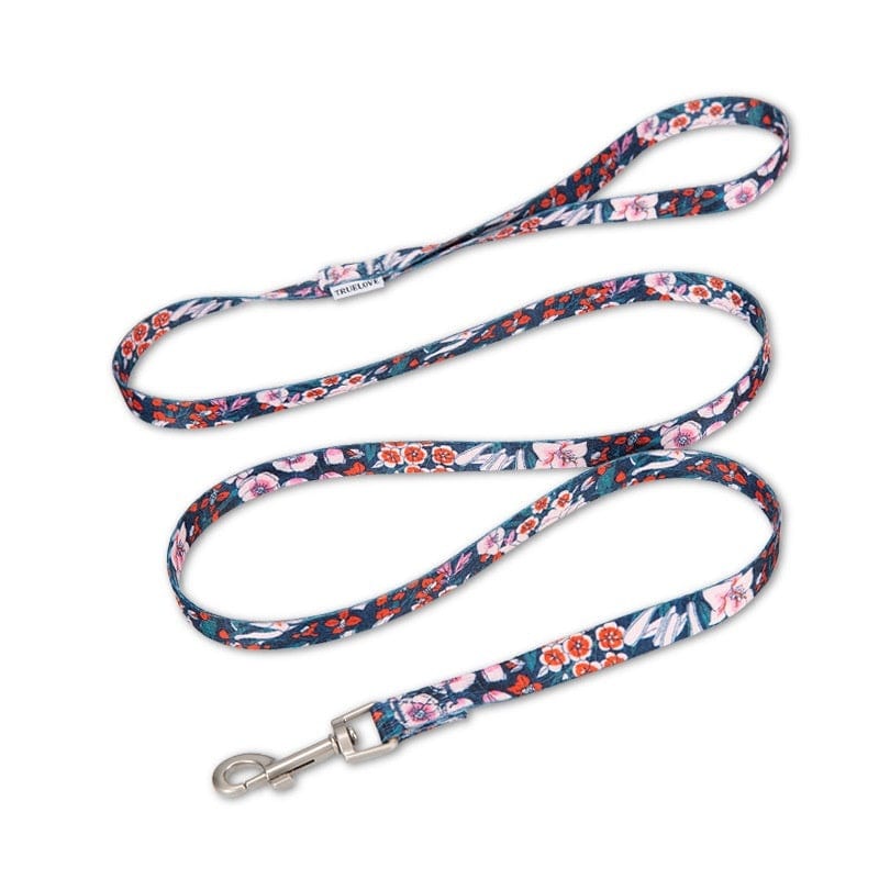 Corde florale résistante pour chiens et chats, motif fleuri et boucle en alliage, idéale pour promenades.