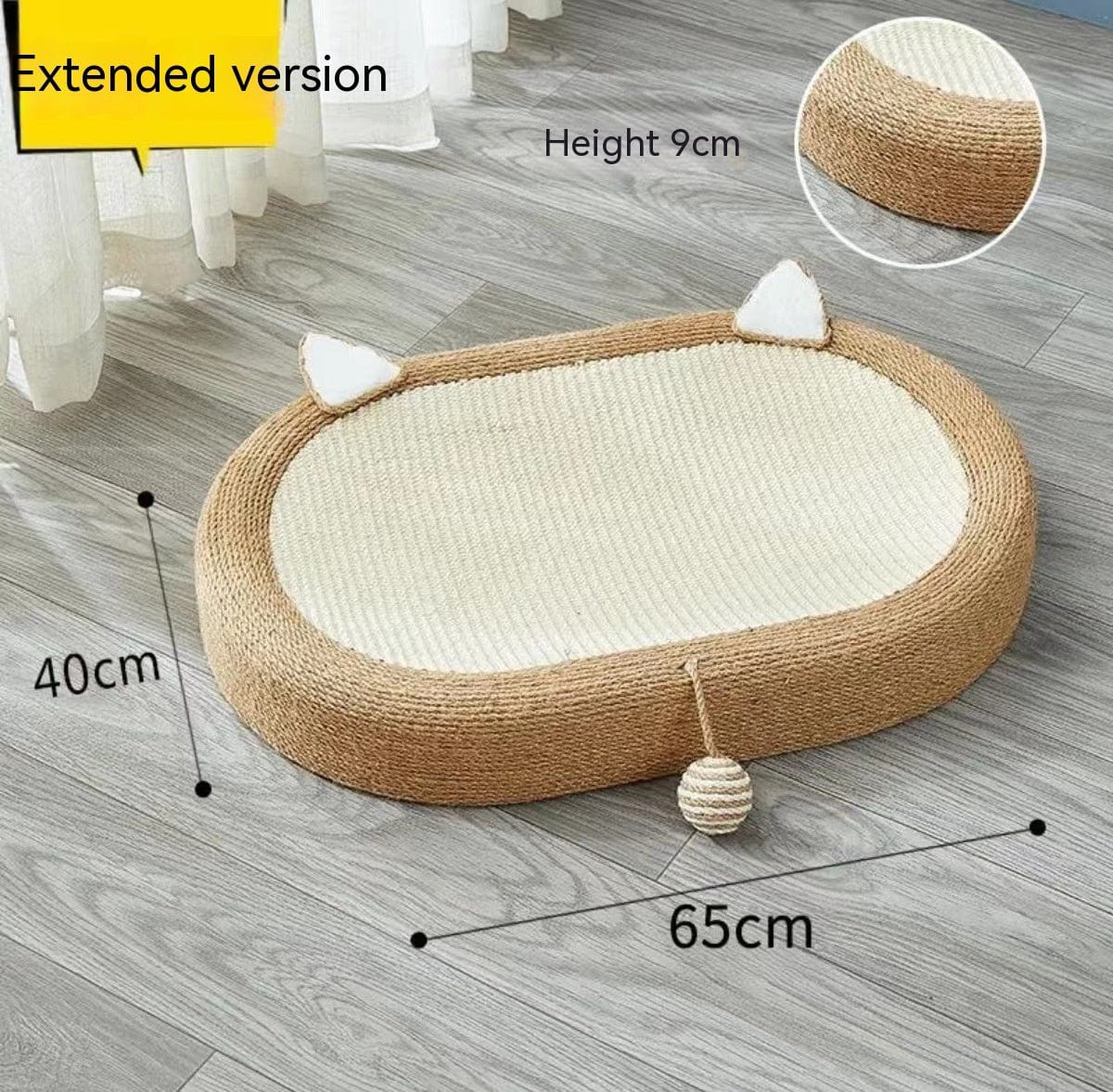Planche à gratter XXL pour chat en sisal, fait main, dimensions 65cm x 40cm, stimule les instincts naturels des félins.