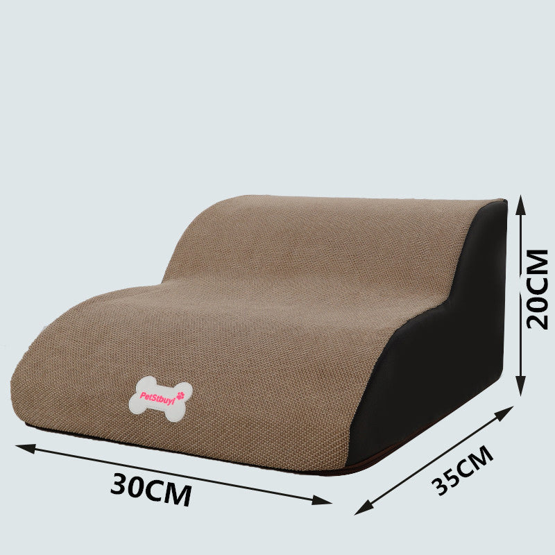 Échelle de montée pour chiens en peluche, adaptée pour petits chiens, dimensions 30x35x20cm, design pratique et esthétique.