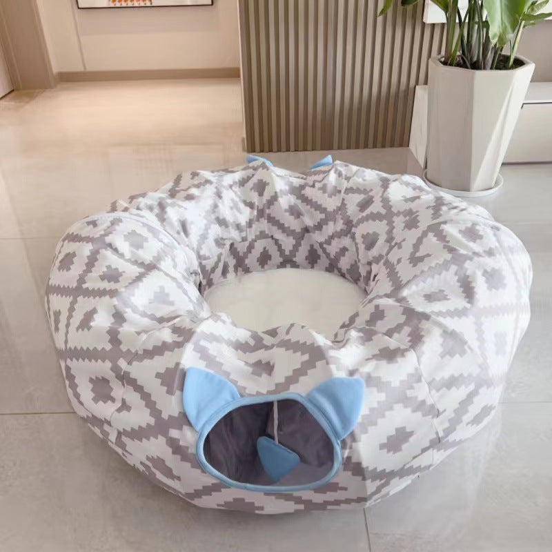 Tunnel pliable pour chat en flanelle