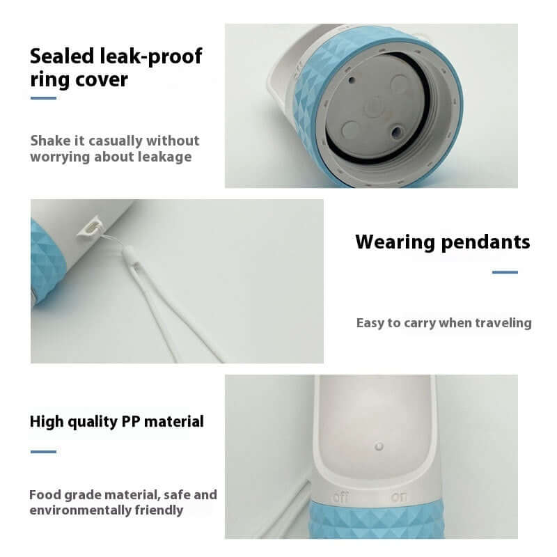 Gobelet d'eau pour chien avec couvercle étanche, portable et fabriqué en PP de qualité alimentaire.