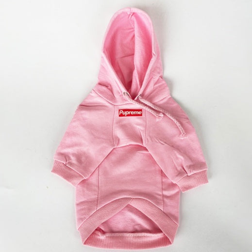 Sweater à capuche en coton rose pour chien, idéal pour le confort et le style des animaux de compagnie.