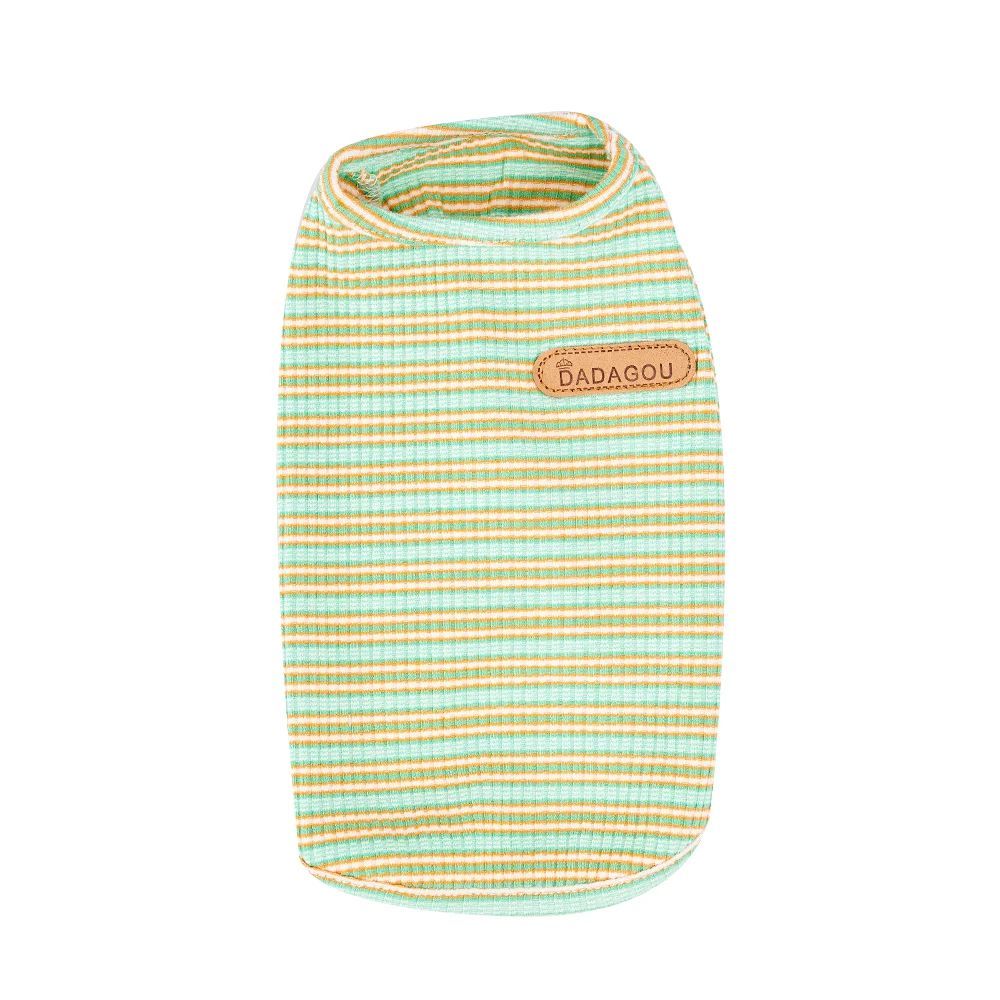 Veste de refroidissement pour chiens en coton bio, rayures vertes et jaunes, mode printemps été.