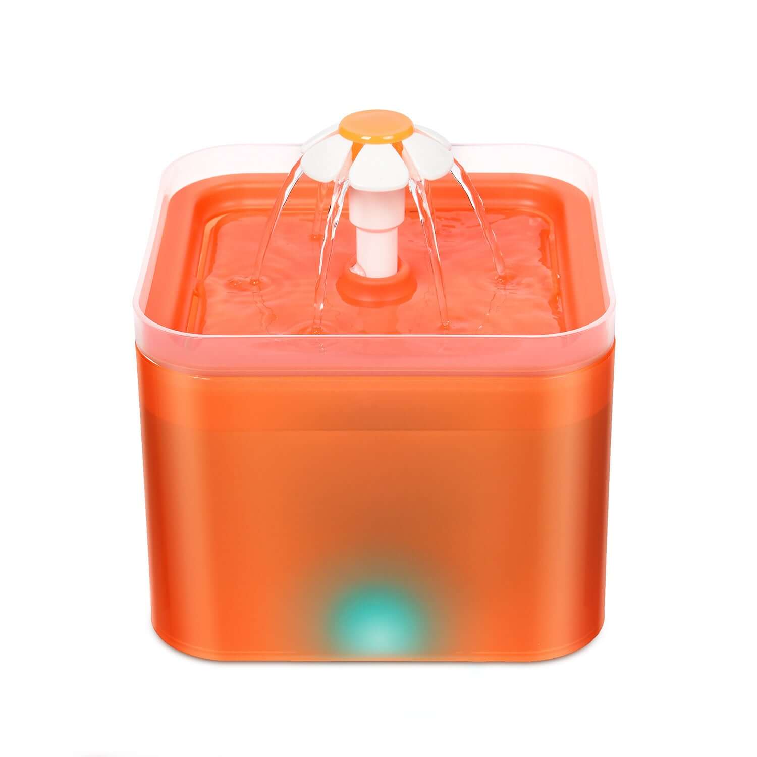 Distributeur d'eau automatique pour chats avec fontaine en forme de fleur et réservoir orange