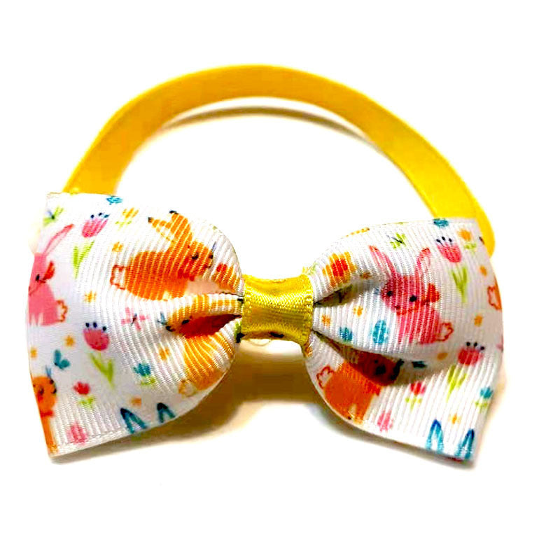 Nouveau nœud papillon de Pâques coloré pour animaux, idéal pour les célébrations festives.