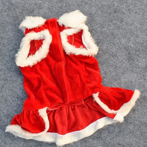Jupe rouge classique en velours pour animaux de compagnie, idéale pour Noël et Nouvel An, avec détails en fourrure.