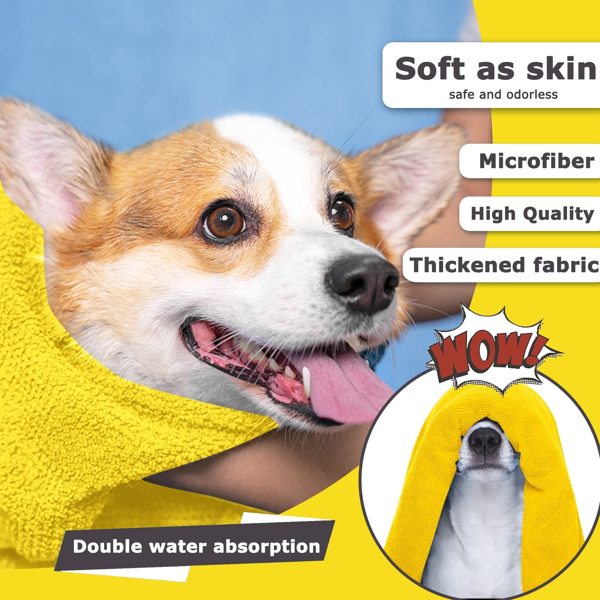 Serviette pour Chiens et Chats - Tissu Microfibre Super Absorbant