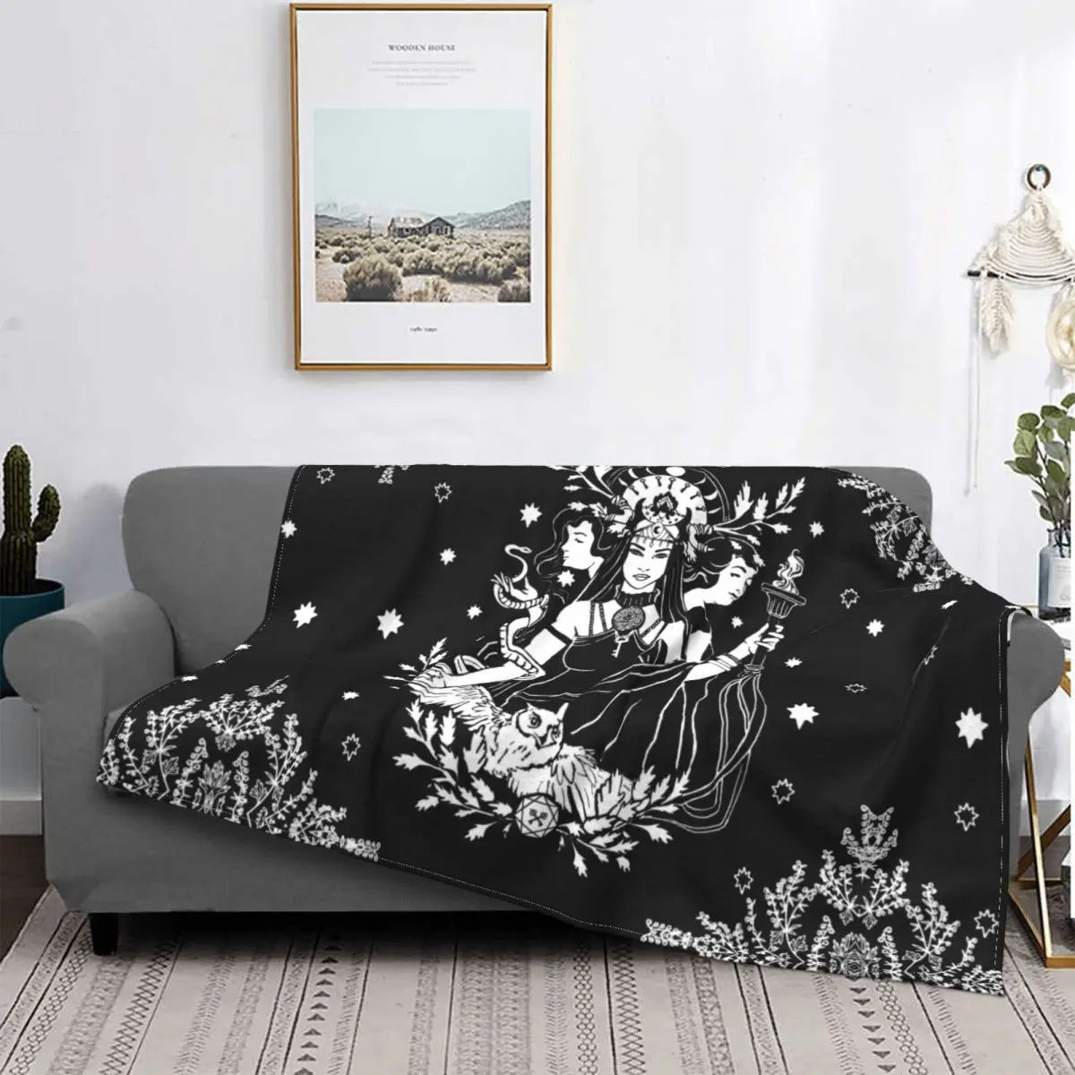 Couverture Flanelle Sorcière Gothique pour Halloween
