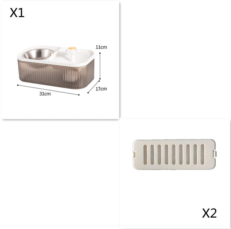 Distributeur automatique d’alimentation pour chats et chiens, avec capacité de 31cm x 17cm et bol en inox.