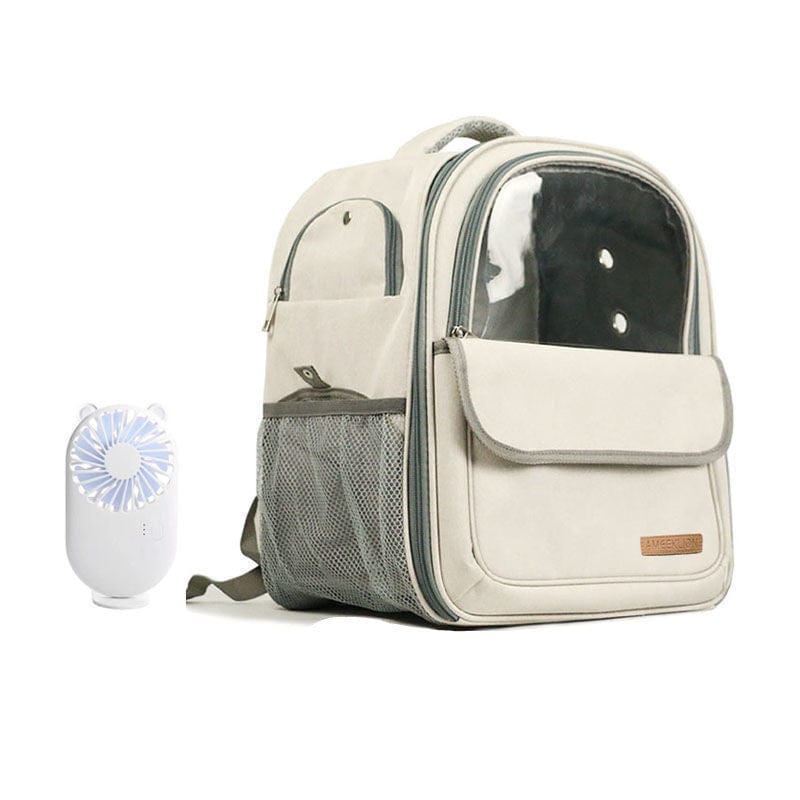 Sac à dos transparent pour animaux - Capsule Spatiale avec ventilateur, idéal pour voyage confortable avec votre compagnon.