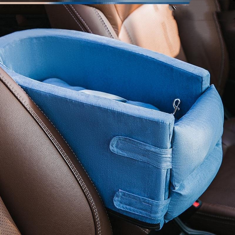Artifact Anti-Sale pour Chiens, accessoire bleu en velours de daim pour voiture, confortable et pratique.