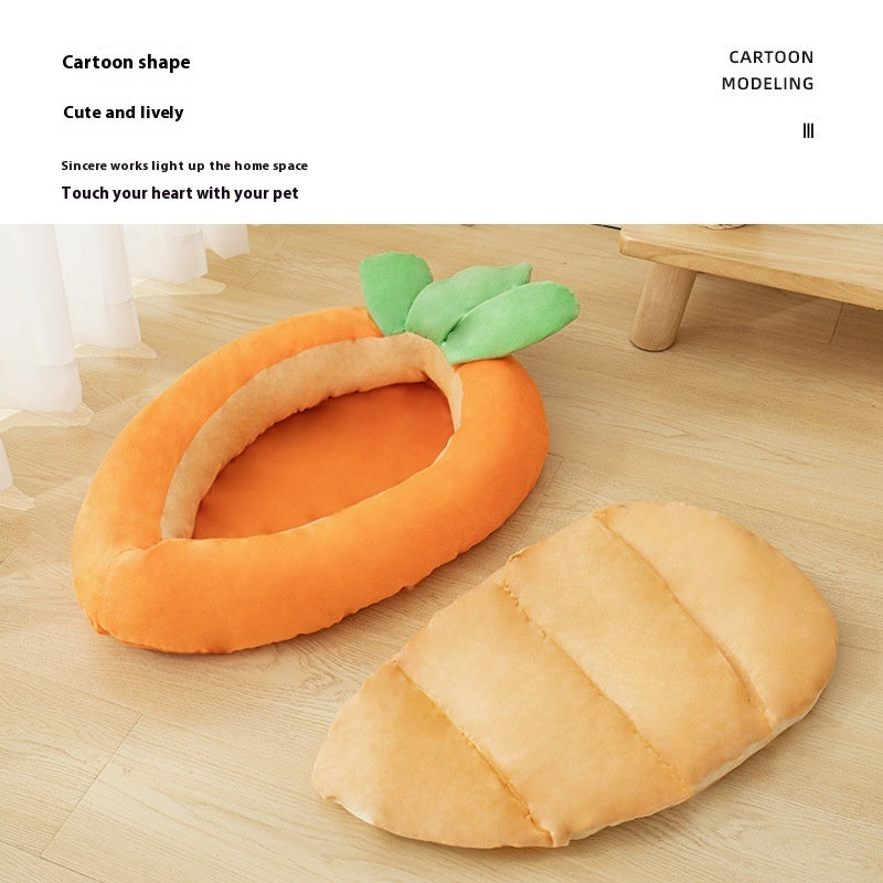 Tapis de Litière Amusant en Carotte Réversible et Lavable