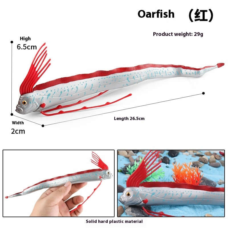 Modèle de poisson rameur en plastique pour jeu éducatif, idéal pour enfants et activités cognitives.