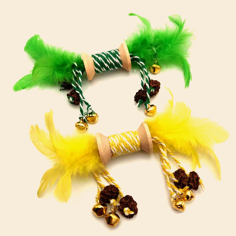 Jouet de Chat en Plumes Colorées avec Cloches