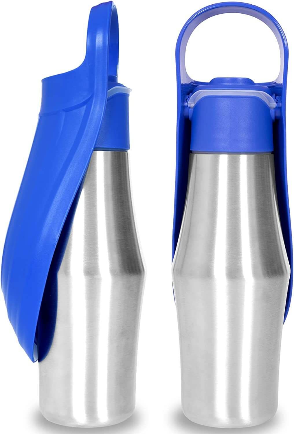 Bouteille d'eau portable pour chien en silicone et acier inoxydable, design pratique et étanche pour sorties.