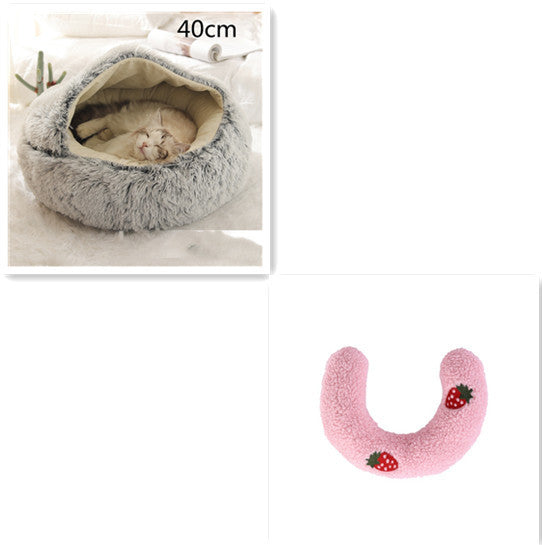 Lit Douillet 2 En 1 pour Chiens et Chats - Lit d'Hiver Rond en Peluche