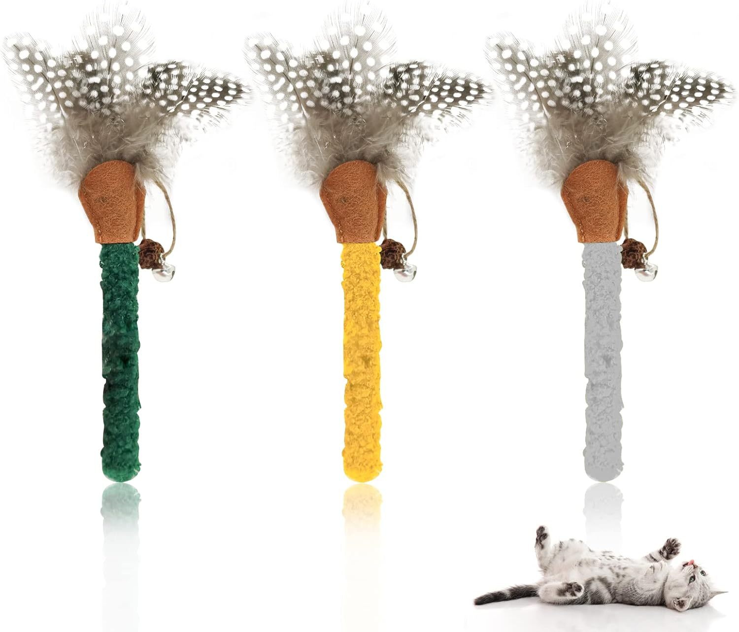 Bâtonnets à Mâcher pour Chats avec Plumes – Jouets Dentaires