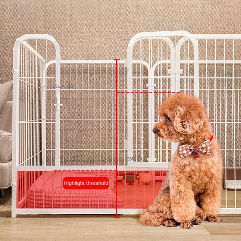Clôture en fer forgé moderne avec un chien à côté, idéale pour sécuriser vos animaux de compagnie.