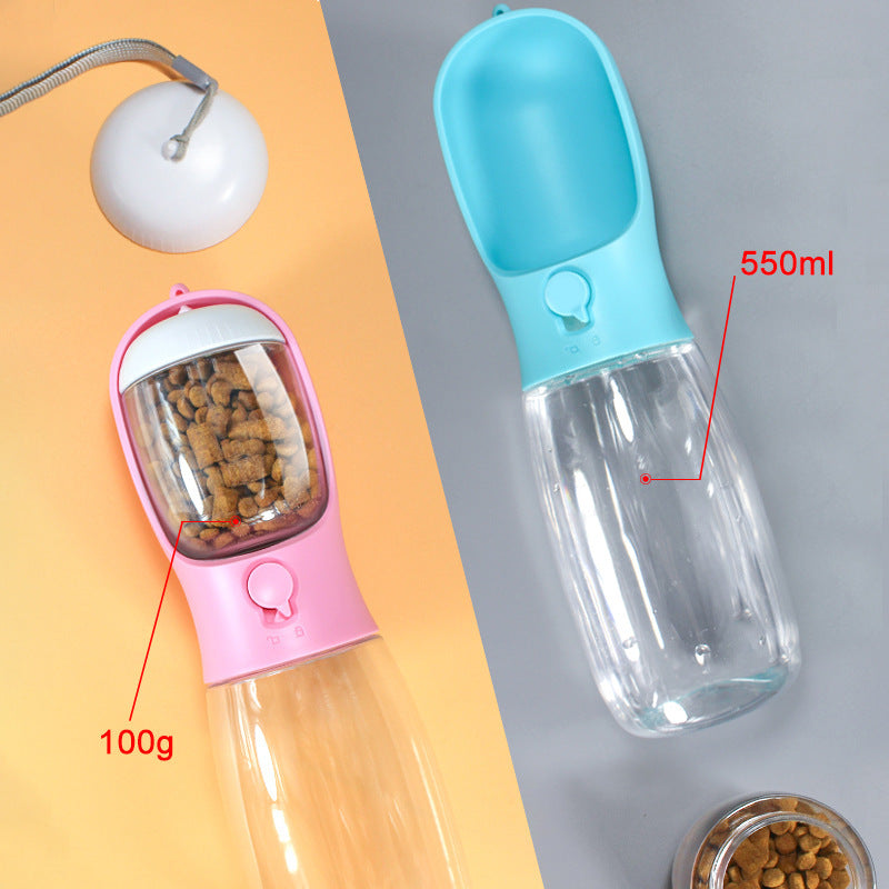 Gobelet portable pour animaux de compagnie en rose et bleu, capacité de 550ml, fonctionnel et pratique pour les sorties.