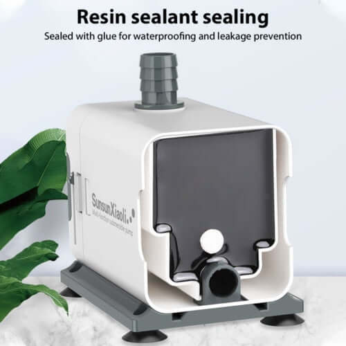 Resin sealant sealing for waterproof and leakage prevention in aquatic fountain pump.