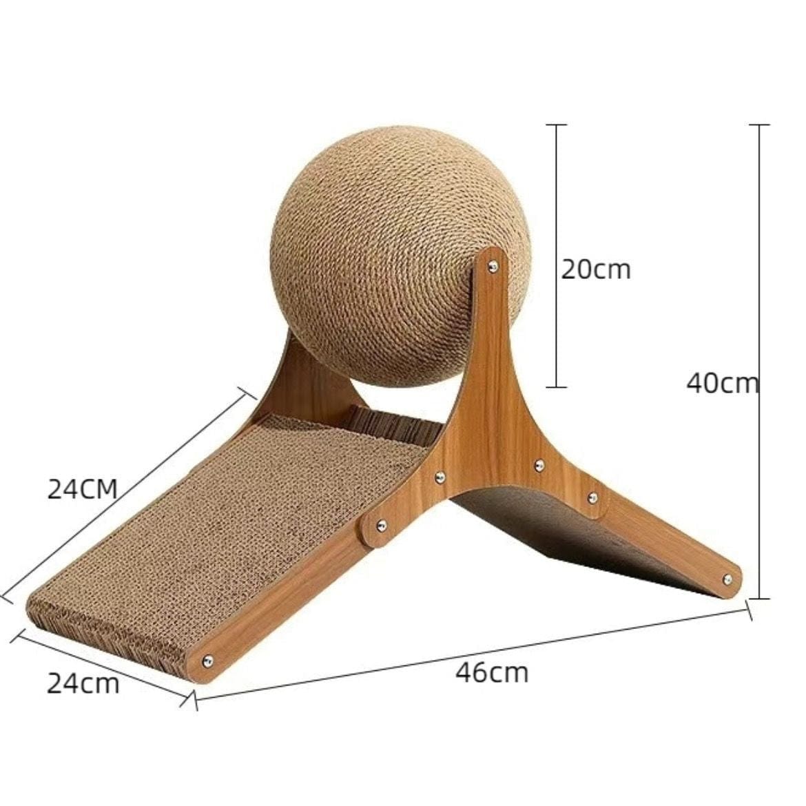 Planche à griffer Ferris Wheel avec des dimensions, idéale pour le bonheur des chats, fabriquée en matériaux durables.