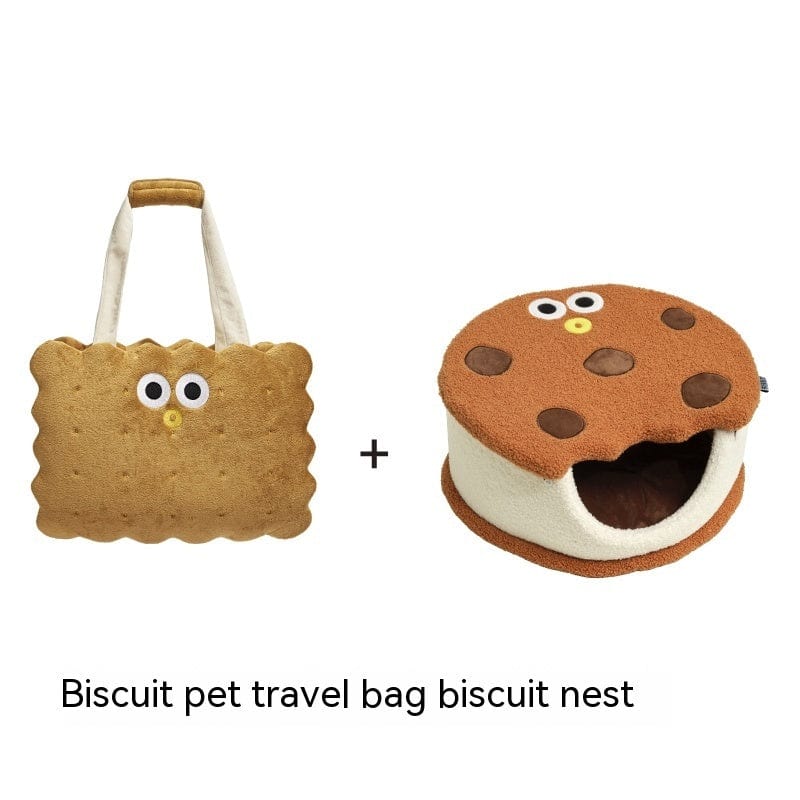 Sac à biscuits pour animaux avec nid pour biscuits, idéal pour chiens et chats en voyages.