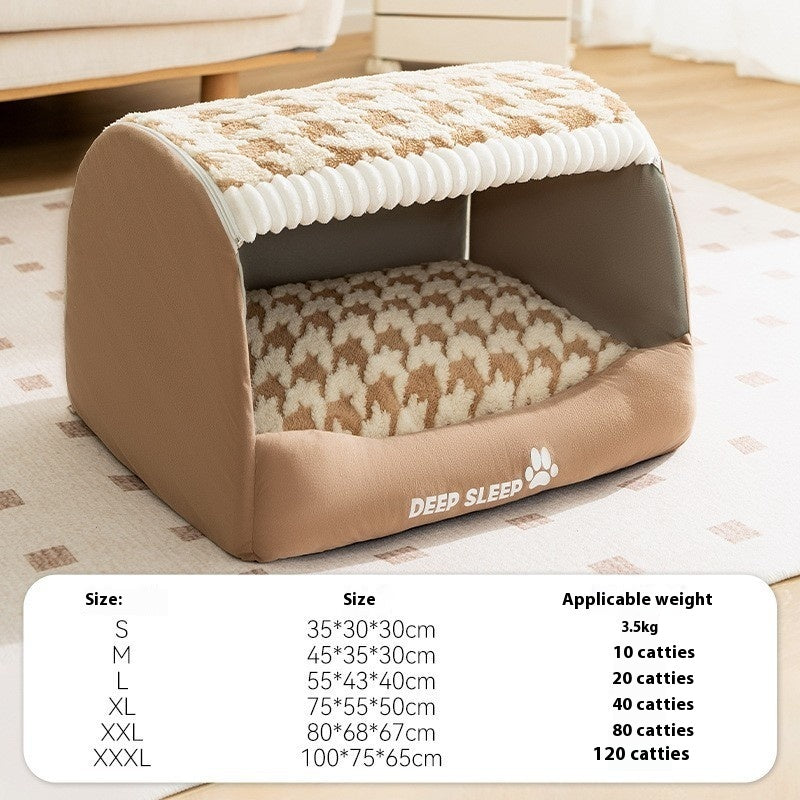 Niche Courbée en Peluche pour Petit Chien