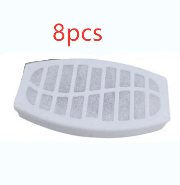 Pack of 8 high-efficiency filters for automatic pet water fountain, promoting clean drinking water for animals.