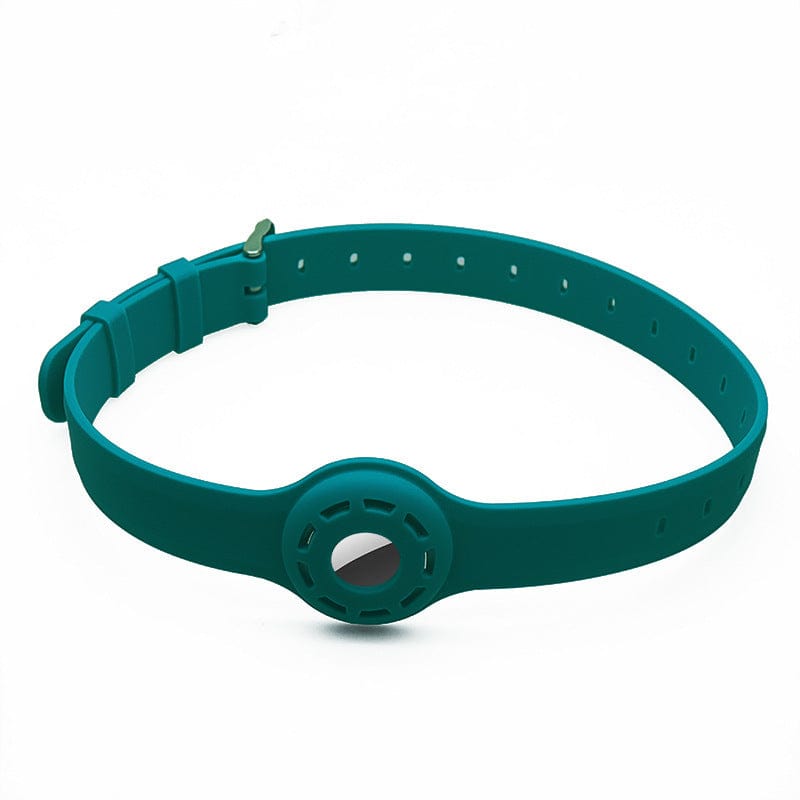 Collier antichute en silicone teal pour animaux avec emplacement pour tracker Airtag.