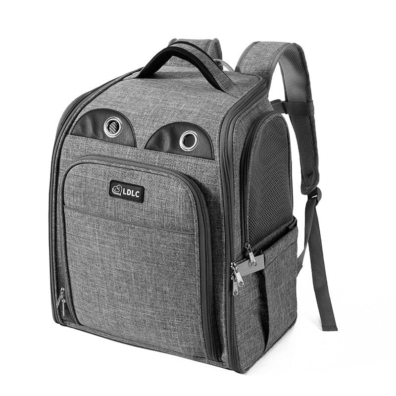 Sac à dos pour animaux portable et élargissable en gris, idéal pour les aventures avec vos compagnons à quatre pattes.