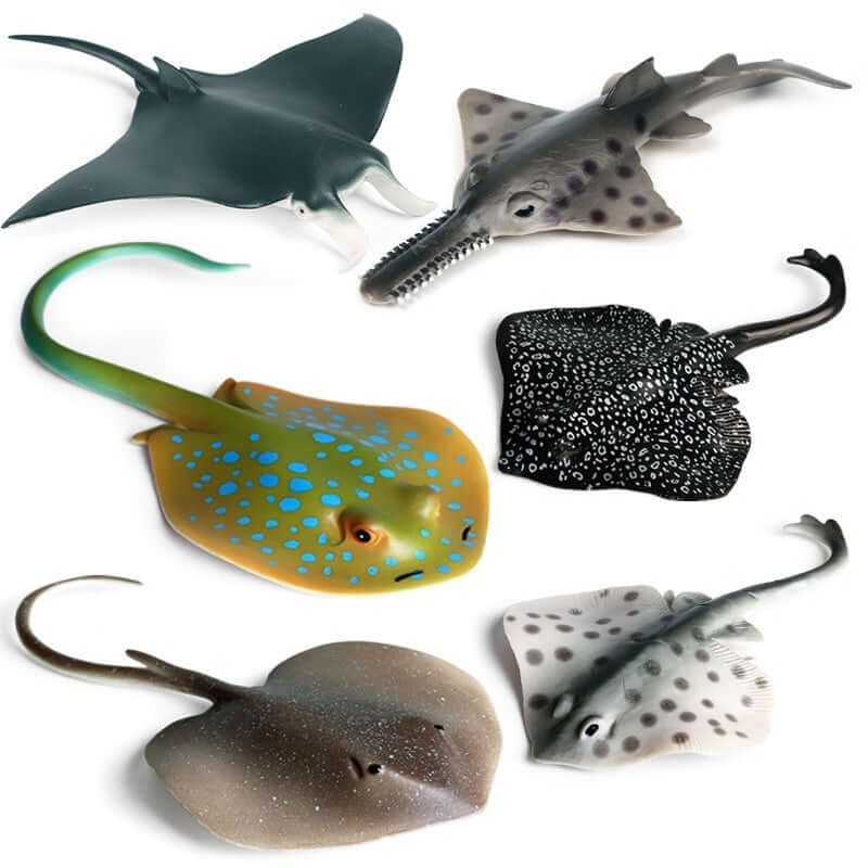 Ensemble de modèles en plastique de poissons diable et rayons, jouets éducatifs marins pour enfants.