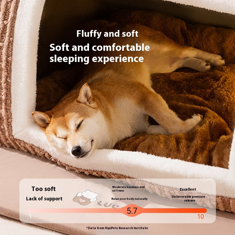 Niche Courbée en Peluche pour Petit Chien