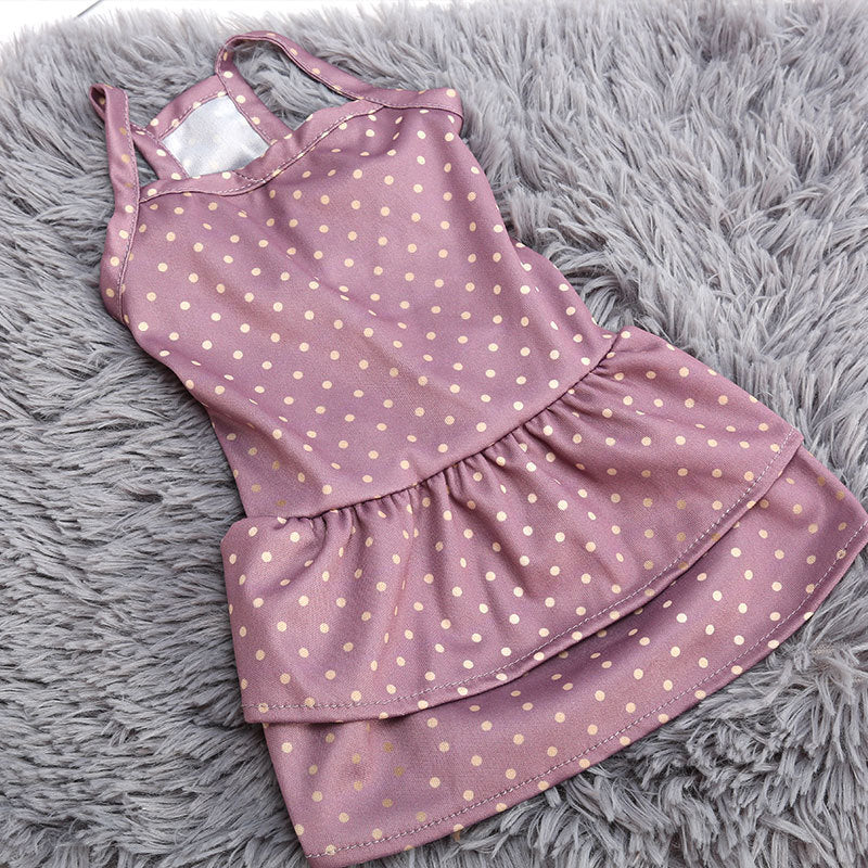 Jupe étudiante pour chiens et chats en polyester rose à pois, respirante et confortable