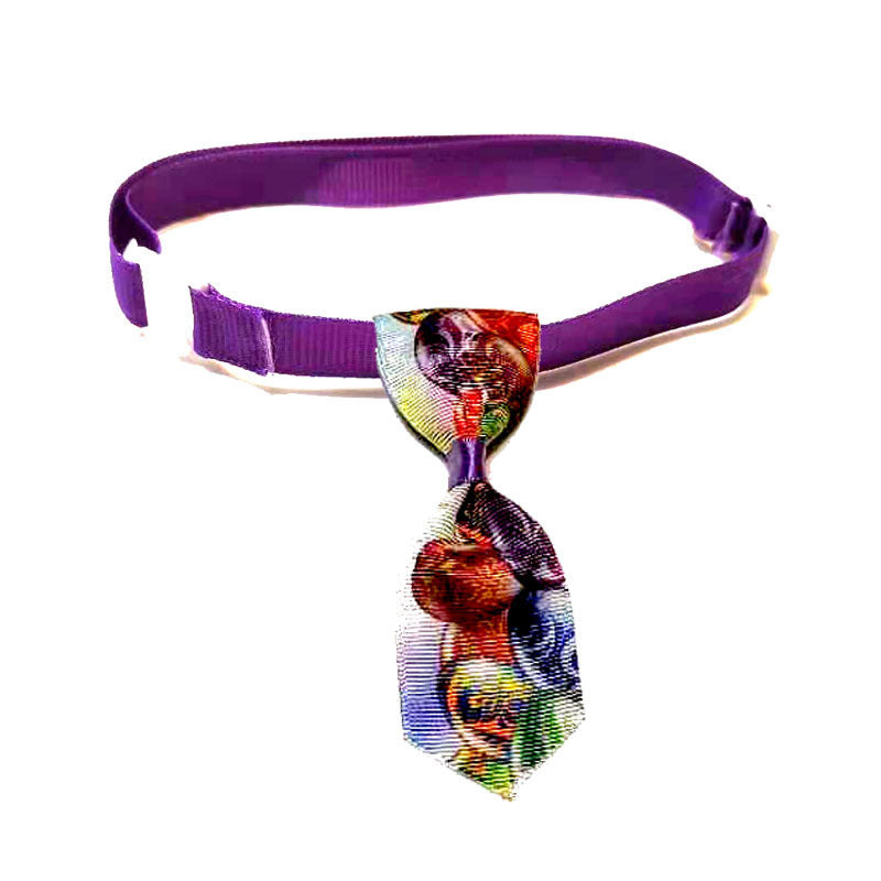 Set de nœud papillon coloré pour animaux avec un collier violet, parfait pour Pâques.