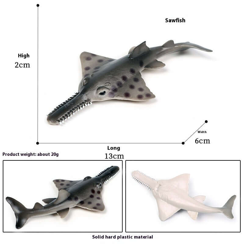 Modèle de poisson scie en plastique, jouet éducatif marin pour enfants, stimulation cognitive.