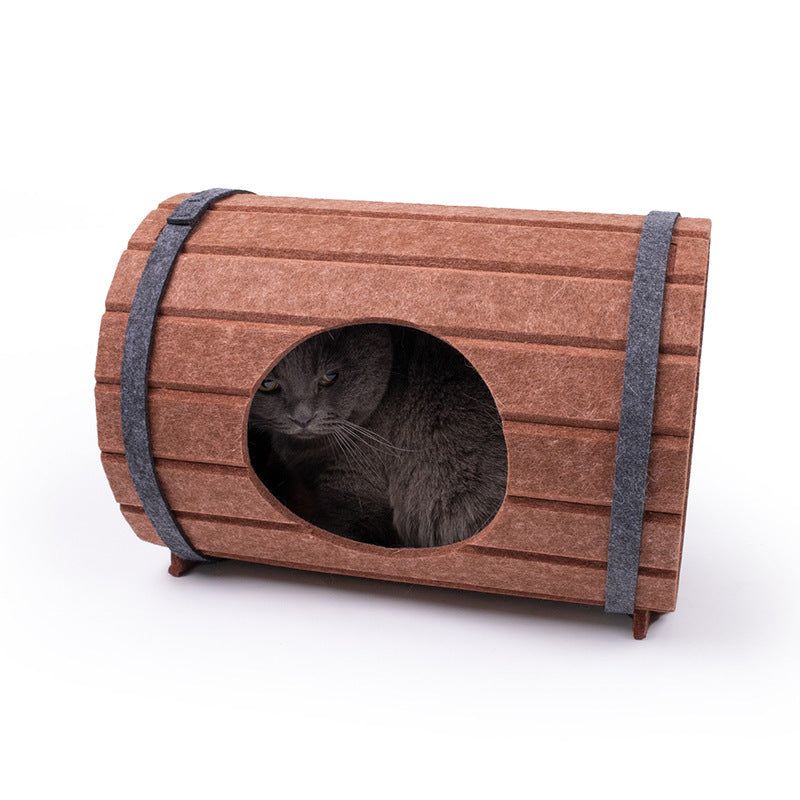 Lit en fût de vin pour animaux avec plateau en feutre