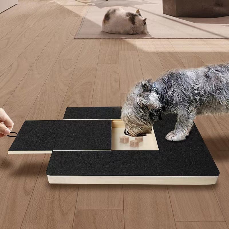 Chien utilisant une planche à ongles en bois moderne et durable pendant un moment de jeu.