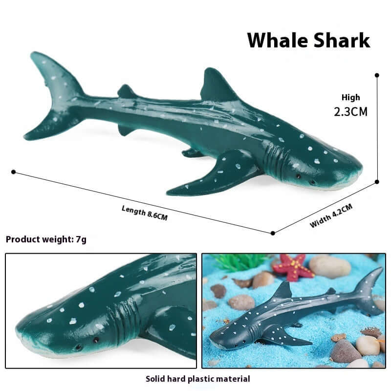 Modèle de requin baleine en plastique, jouet éducatif, taille 8.6cm, parfait pour les enfants et les passionnés de la mer.