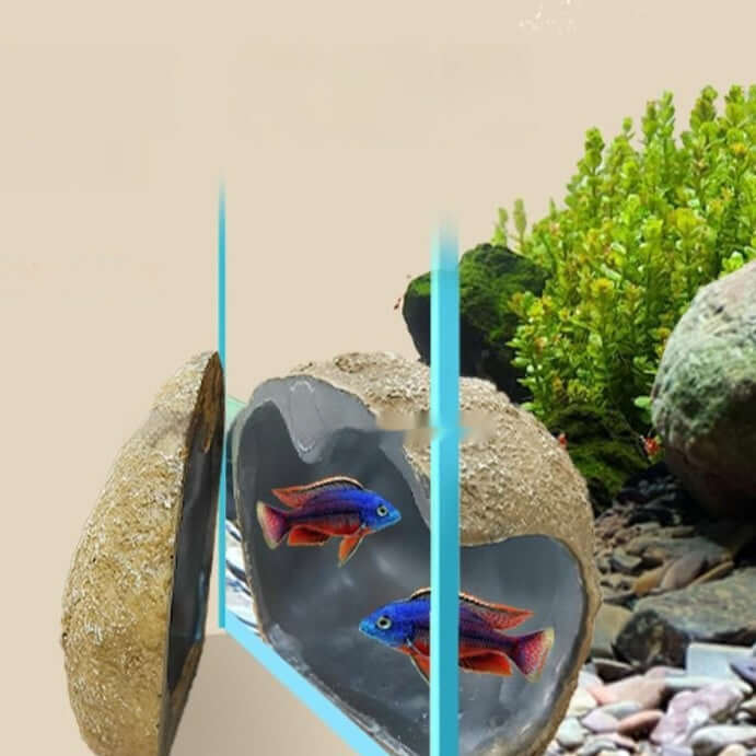 Ornements magnétiques pour réservoirs de poissons offrant un refuge idéal avec décor naturel.