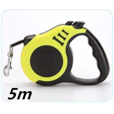 Laisse télescopique automatique de 5 mètres pour chiens, idéale pour des promenades confortables et sécurisées.